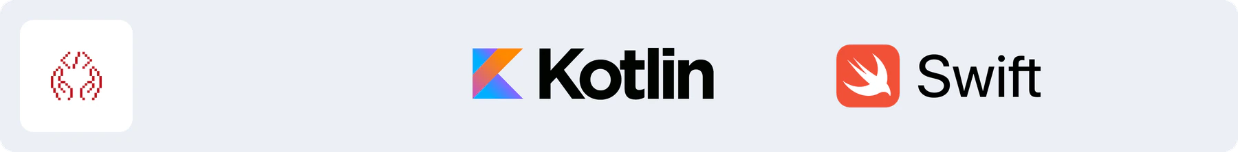 Логотипы Kotlin и Swift — языки, на которых написаны версии приложения для Android и iOS